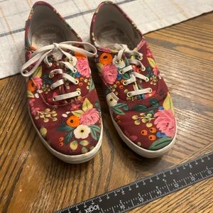 Keds Rifle Paper Co Shoes Women's 6M Colorful Floral Canvas Lace Up Sneakers